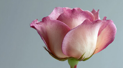 Pink rose unfurls quietly in serene grace, embodying fleeting beauty, secret whispers of Bloomsday and Hanami celebrations