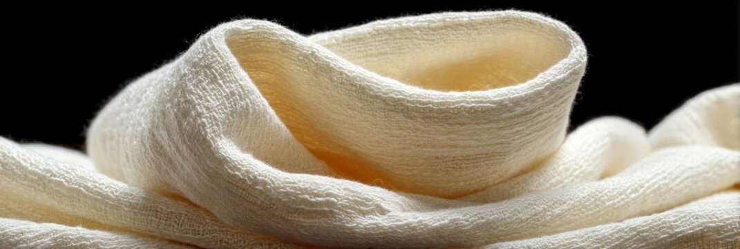 Creamy waves of soft fabric elegantly swirl like an ethereal dance, echoing Zen garden tranquility and Hygge warmth