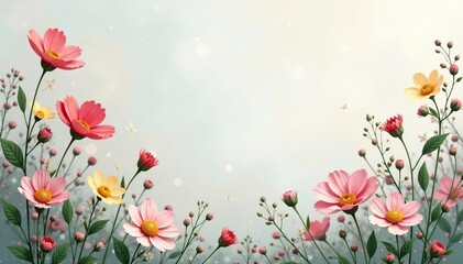 Delicate wildflowers & vines, pastel palette, subtle texture, fabric, texture, home decor