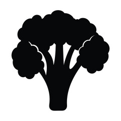 Black Silhouette of a Fresh Broccoli Vegetable Head