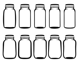 Kitchen Jar Silhouettes, Simple Rustic Container vector Illustrations isolated on transparent background
