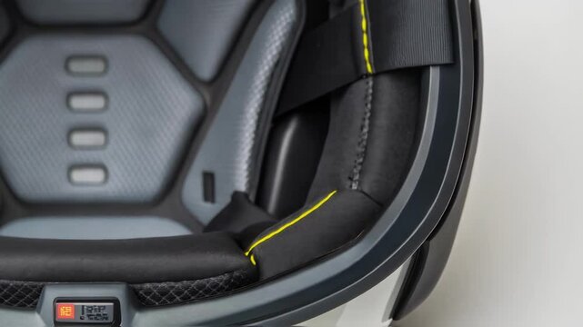 A closeup of the helmets adjustable interior padding showing the ergonomic design that provides comfort for long hours while also accommodating the augmented reality components.