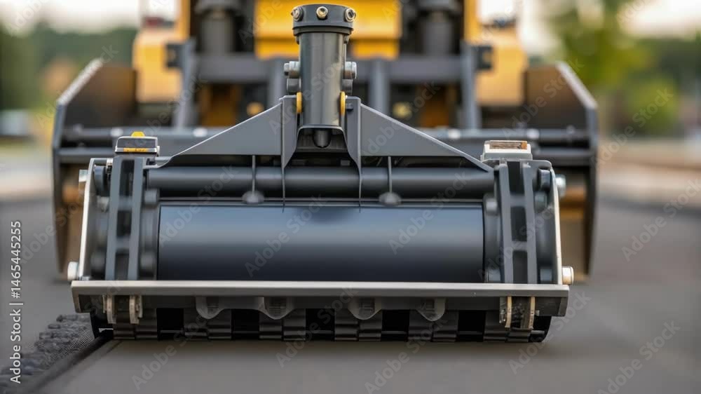Poster a closeup of the machinerys special attachment designed for spreading recycled rubber asphalt showca