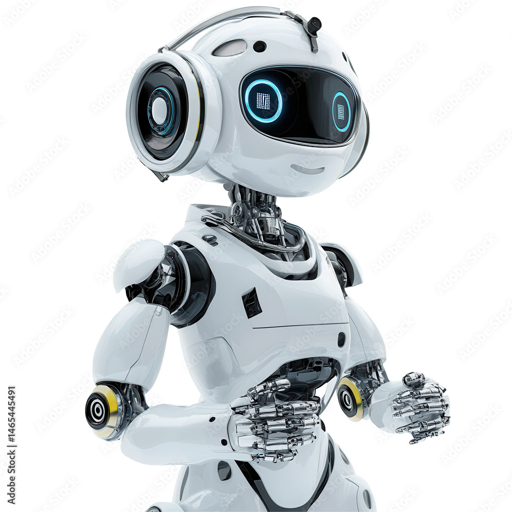 Poster nursing assistant robot isolated on transparent background .
