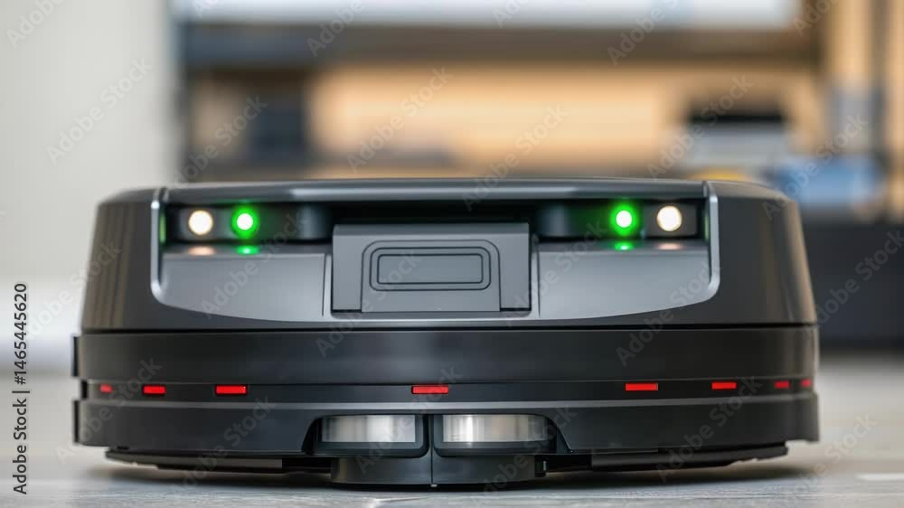 Aufkleber A closeup of the robotic cleaners navigation sensors blinking as they scan the surrounding environment for obstacles illustrating its advanced technological functionality.
