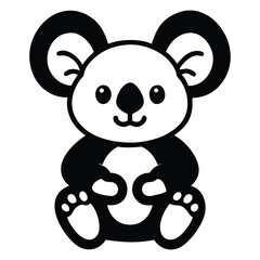 Obraz premium Cute koala illustration in black and white sits smiling softly within the frame
