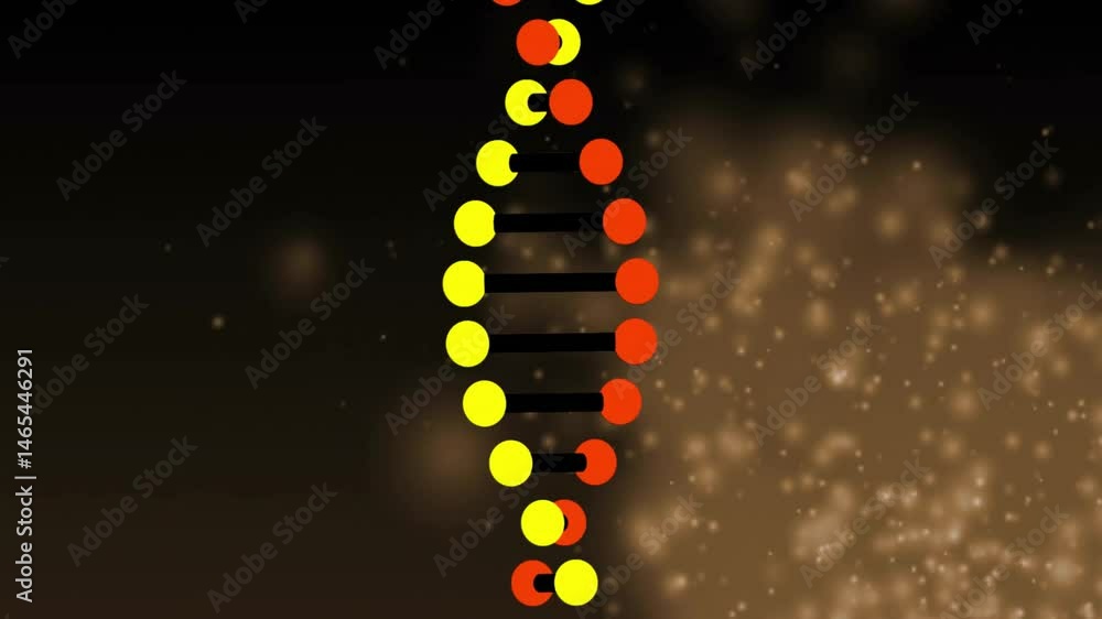 Poster featuring stylized 3d molecular helix model floating over smooth glowing bokeh gradient background