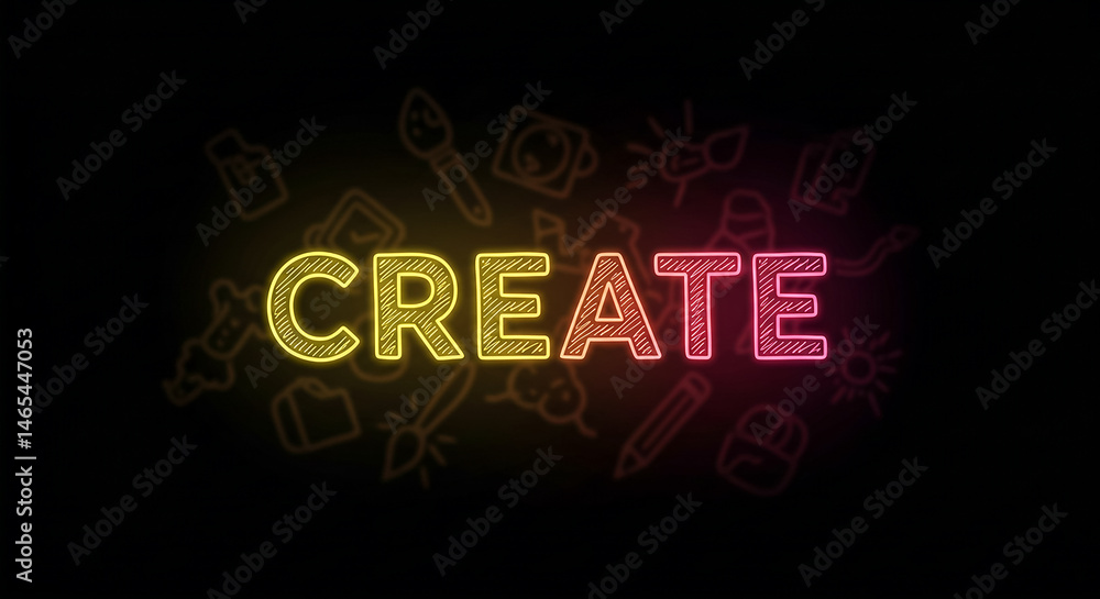 Poster create neon sign representing creativity and ideas