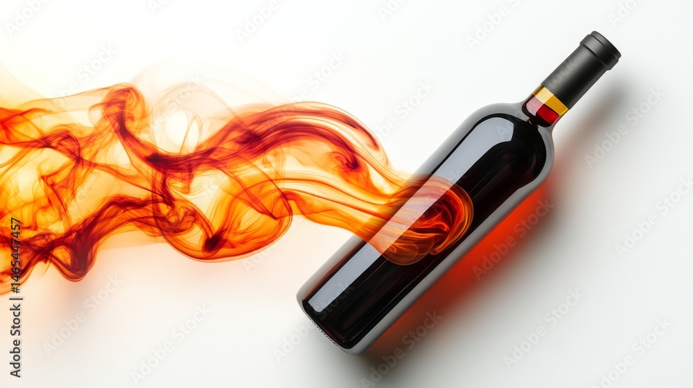 Poster the image shows a bottle surrounded by a swirl of colorful ink in an artistic representation