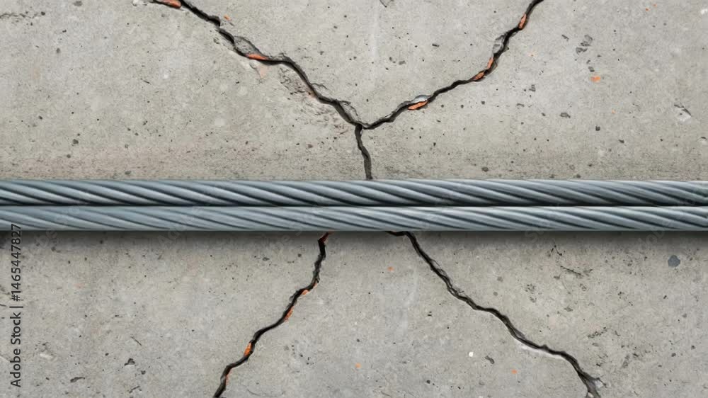 Aufkleber A closeup shot of fine cracks in concrete filled with specialized cables capturing the delicate balance between durability and embedded network technologies.