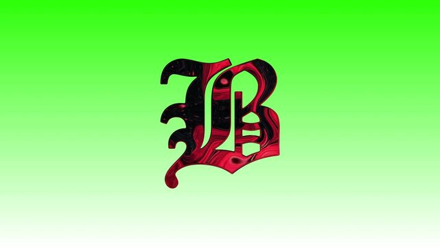 3d animation of text B with changing color texture
