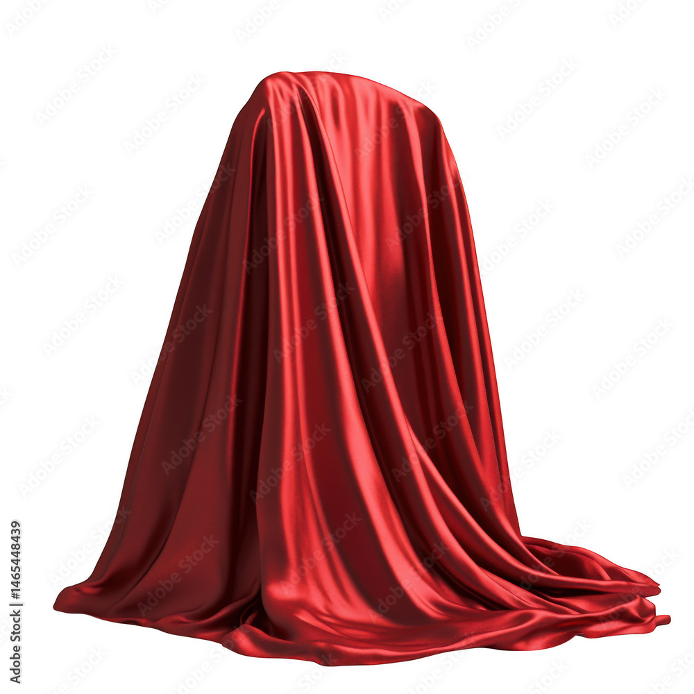 Poster object covered with red cloth on transparent background