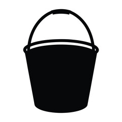 A Black and White Image of a Plastic Bucket with a Handle