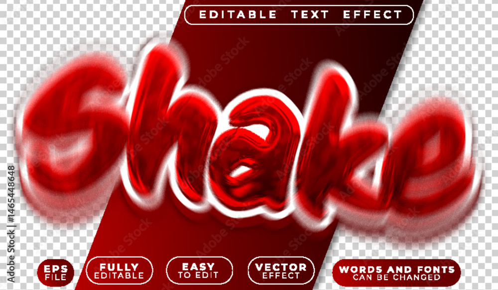 Poster shake motion vibration blur bounce red fully editable vector text file