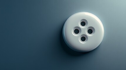 On a soft fabric surface, a button with three holes is captured in a close-up shot