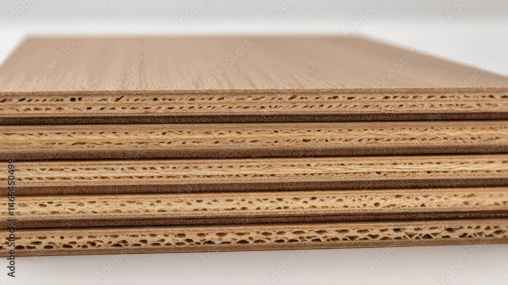 Poster A detailed image of crosssections of bioengineered wood displaying layered structures emphasizing its engineered resilience and adaptability.