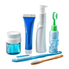 Various dental care products Isolated White Background