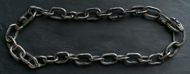 A close-up view of a black metal chain link reveals its exceptional strength and durability