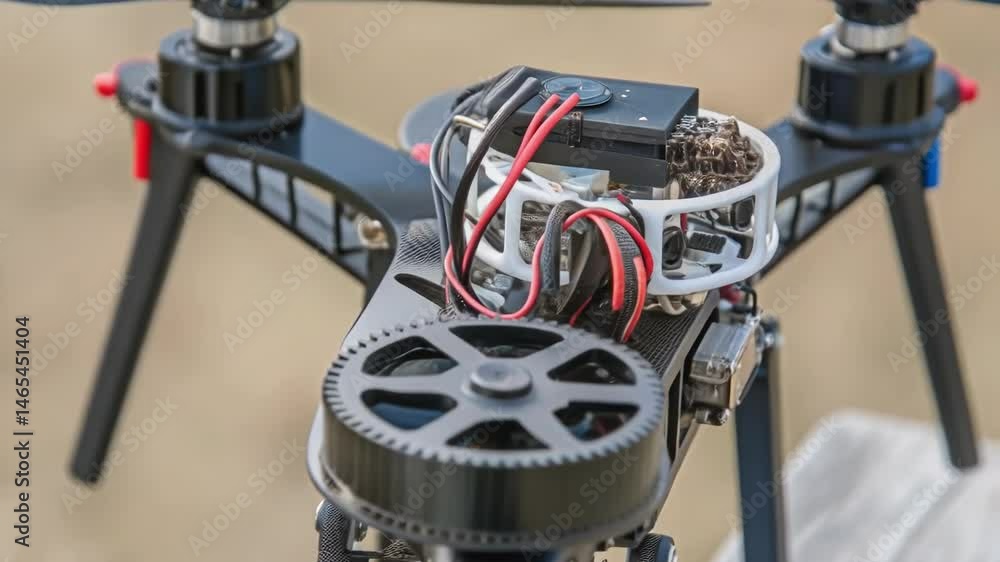 Poster A detailed view of the drones internal mechanisms including the gears and motors that power its flight highlighting the complexity of its design and engineering.