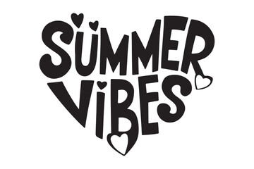 Summer Vibes Typography T-Shirt Design Creative Beach Style Illustration for Hot Season