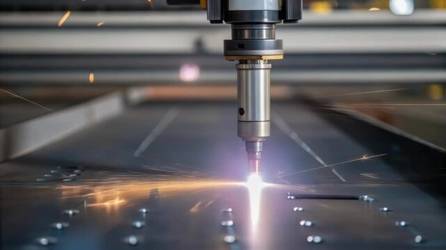 A medium closeup capturing a robotic system performing an inspection task using advanced imaging technology to ensure the quality of steel assembly before finalization.