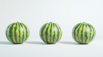 Entire watermelon set against a white backdrop with clipping path and full depth of field