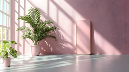 Elegant light blush smartphone 3D illustration