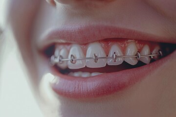 Obraz premium Smiling girl with braces.