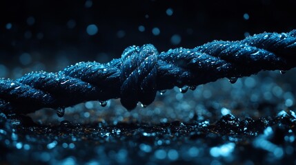 A rugged chain is showcased in close-up on a wet surface, highlighting its texture and strength