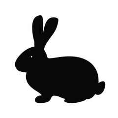 A Simple Black Silhouette of a Sitting Rabbit or Hare Illustration