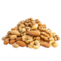 Obraz premium Walnuts, almonds, cashews, peanuts Isolated White Background