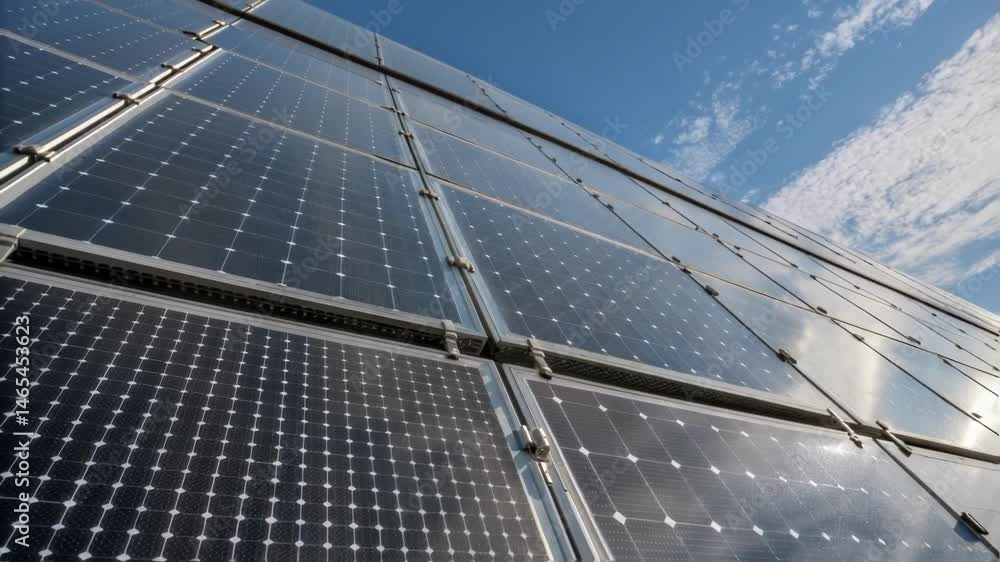 Aufkleber A medium closeup focusing on the transparent solar glass faÃ§ade revealing a system of microlenses designed to capture sunlight while simultaneously filtering CO2 from the air
