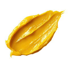 Yellow creamy smear texture isolated on transparent background