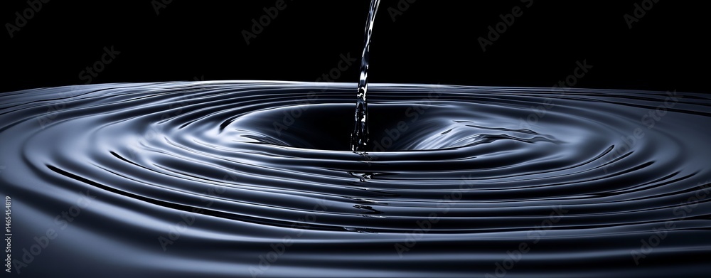 Poster dynamic ripples are created as water splashes around a metallic object in a close-up shot