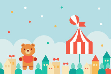 toy town parade with teddy bear floats and pepperm.svg