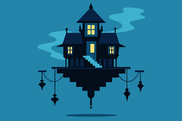 upside down haunted house with inverted furniture  