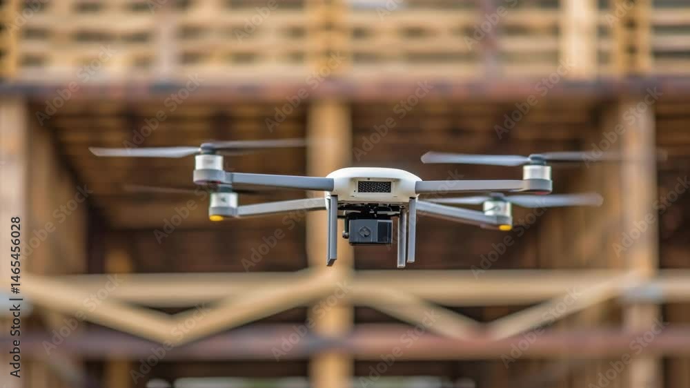 Aufkleber A medium closeup of a drones propeller system in motion illustrating the engineering precision that enables stable flight and scanning capabilities framed against a blurred rustic