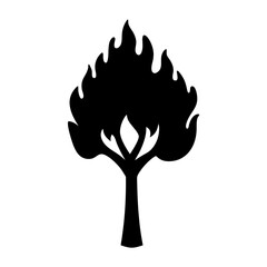 Burning Tree Silhouette Graphic Design Element for Logos and Branding