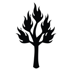 Fiery Tree Silhouette Abstract Burning Plant Graphic Design Element