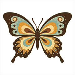 Artificial intelligence design of a black and white butterfly with swirling wings on a white background