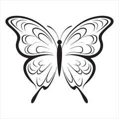 Illustration of a monarch butterfly in black and white