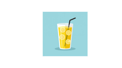 Refreshing lemonade in a glass with lemon slices  