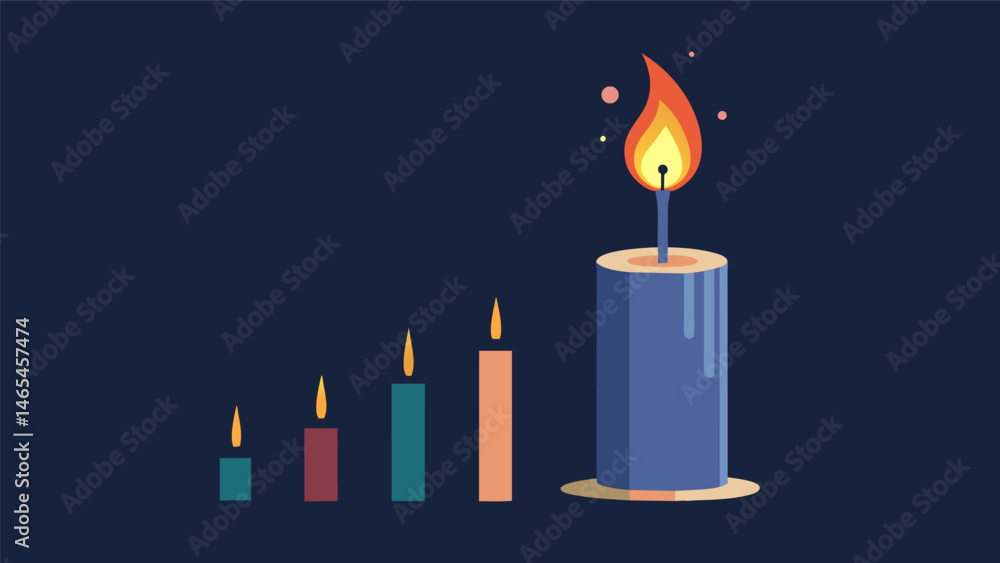 Poster a candle burning down representing the gradual aging and eventual deletion of data.. vector illustra