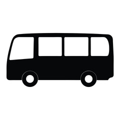 Simple Black Silhouette of a Public Transportation Bus Icon