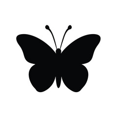 Simple Black Butterfly Silhouette Icon Graphic Design Element