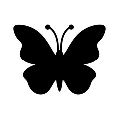 Simple Black Butterfly Silhouette Icon Graphic Design Element