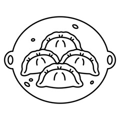 Minimalist Black Line Dumpling Icon SVG Vector Illustration