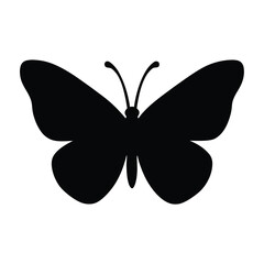 Simple Black Butterfly Silhouette Icon Graphic Image