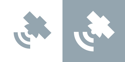 The satellite (sputnik) icon. A symbol of the signal, space and technology. An attribute of communication and data transmission. An artificial satellite of the Earth. A space aircraft.