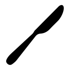 A Simple Black Silhouette of a Butter Knife Icon for Kitchen Utensils